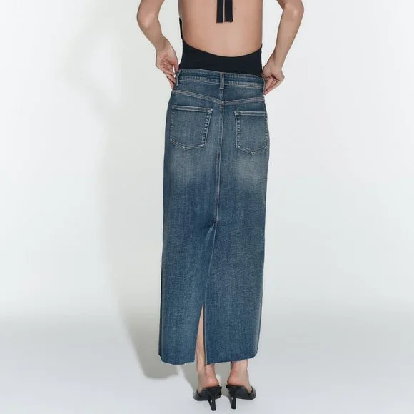 Zara Stretch Denim Pencil Skirt - Picture 5 of 13